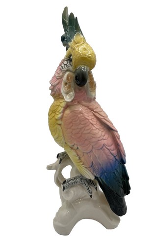 Karl Ens 11" Pink Blue Green Yellow Cockatoo Parrot Bird Figurine Vintage RARE!!