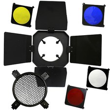 Studio Flash Photo Barndoor w/ Honeycomb Barn Door 4 Color Filter Gel Universal