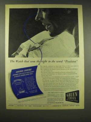 1944 Gruen Curvex Watch Ad - Won the Right to Precision