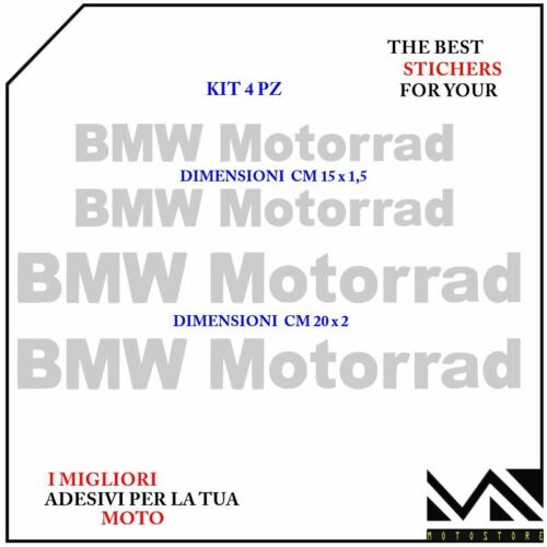 KIT 4 ADESIVI Stickers Decal  PER MOTO BMW MOTORRAD SPORT COLORE ARGENTO - Imagen 1 de 1