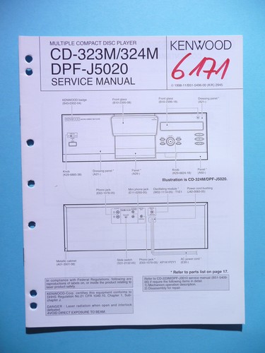 Service Manual-Anleitung für Kenwood CD-323M/CD-324M/DPF-J5020 ,ORIGINAL