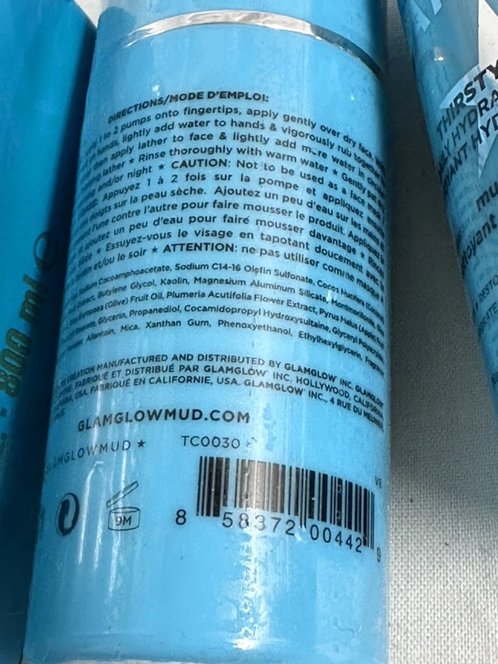 3x Glamglow Supercleanse Thirstycleanse Limpiador barro a espuma 1 oz cada uno sellado Foto 2 de 4