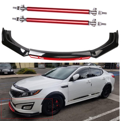 Front Bumper Lip Body Kit Splitter Spoiler Glossy Black Red For KIA K5 GT GT