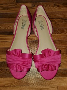 pink peep toe flats