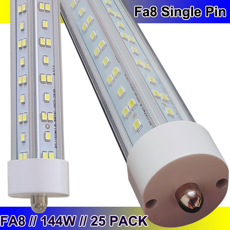 25-Pack 8FT T8 LED Shop Light 144W 6500K Single Pin Tube Lighting