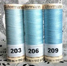 3 NEW different Blue colors GUTERMANN 100 polyester thread 110 yard spools