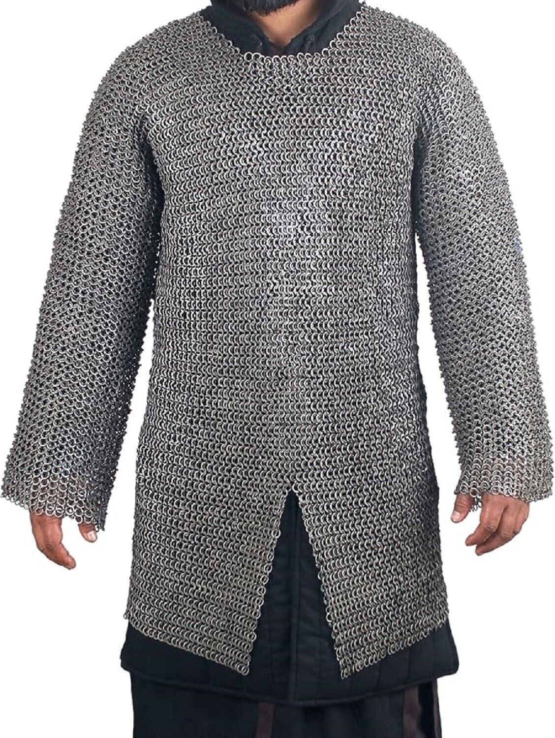 Camisa de cota de malla medieval 10 mm remachada cota de malla Hauberk...