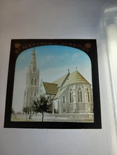Antique Magic Lantern  Slide C1900 St Matthews church surbiton from the road