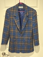 Vintage Diane Von Furstenberg Blazer New York Paris Size 10 Blue Gold