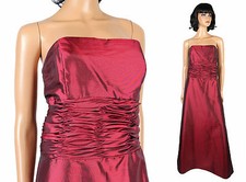Strapless Prom Gown 8 M Dark Red Burgundy Long Taffeta Bridesmaid Dress Jordan