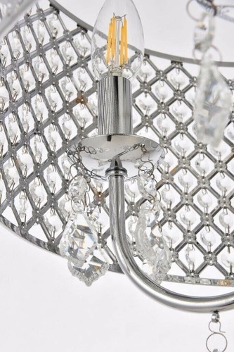 Round Shade with Crystals 4 Light Chrome Flush mount Chandelier Ceiling Fixture - Picture 9 of 9