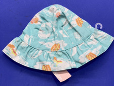 NWT GYMBOREE Bucket Sun Hat Aqua White Orange With Chin Strap Baby Girl 6-12 Mo