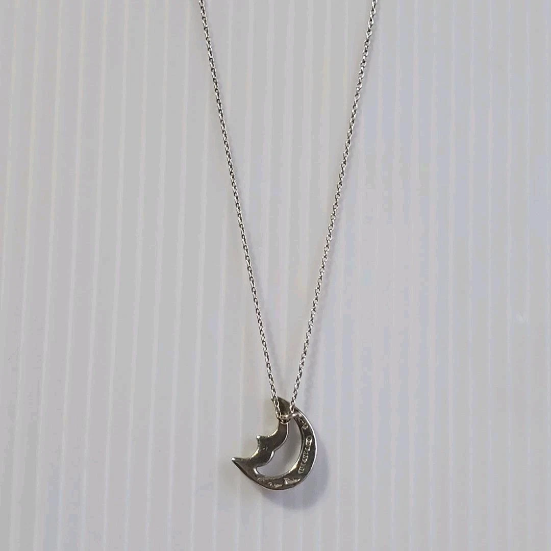 Tiffany Co. Paloma Picasso Crescent Moon Necklace Silver 925 9.6