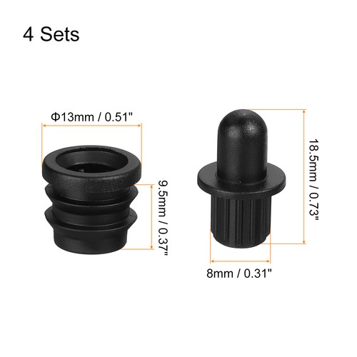 Speaker Grill Guides Plastic Ball and Socket Type 8mm Dia Pack of 4 - Afbeelding 2 van 5