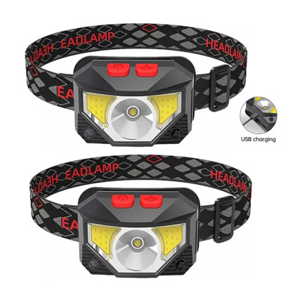 2x Rechargeable Headlamp Super Bright LED Head Light Forehead Flashlight Outdoor