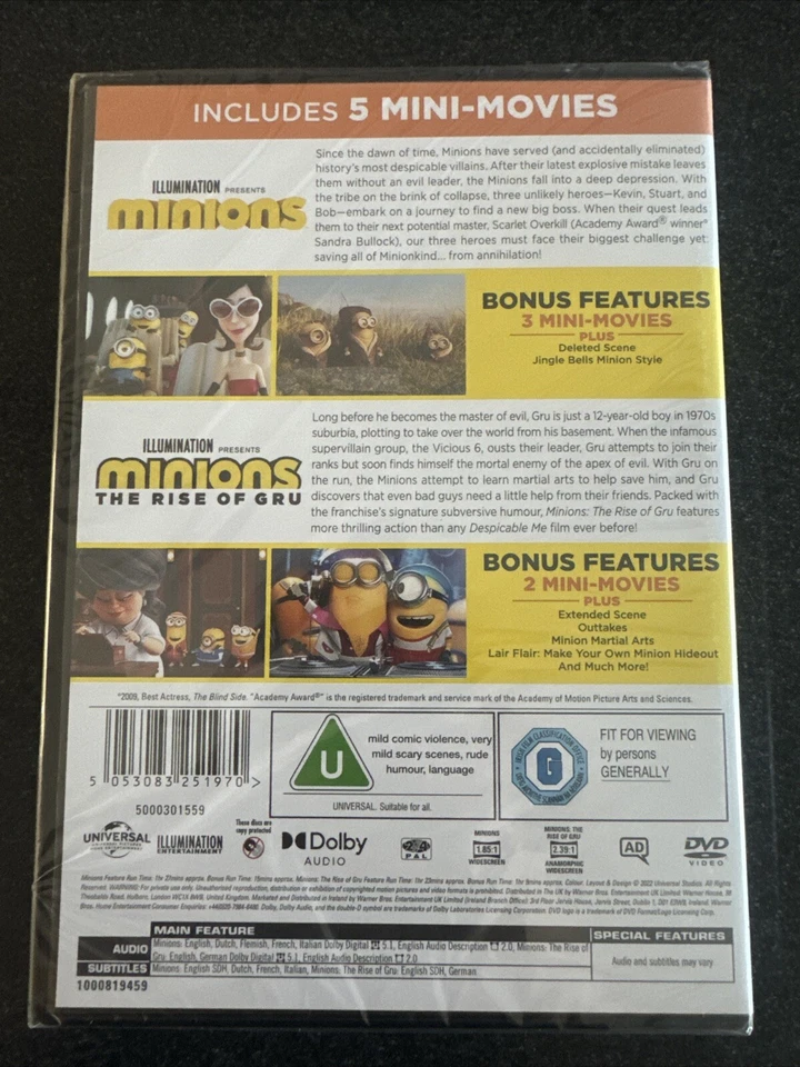 Minions 1 & 2 Rise Of Gru Box Set 2-Movie Collection NEW SEALED DVD - Image 2 of 4