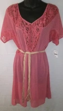 NWT SANCTUARY CLOTHING CHIMAYO DRESS $147 POLKA DOT CROCHET LACE ROSE PINK SZ S