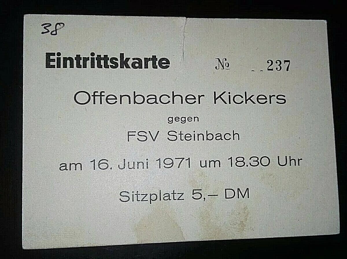 Ticket De Match Vintage 72/73 – Kickers Offenbach Vs B. Mönchengladbach – Fußball