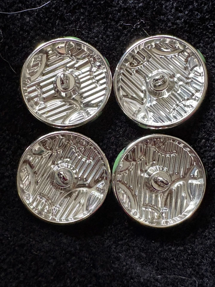 Set of 4 CHANEL Green Silver Jumbo buttons logo 24mm - Image 3 of 3
