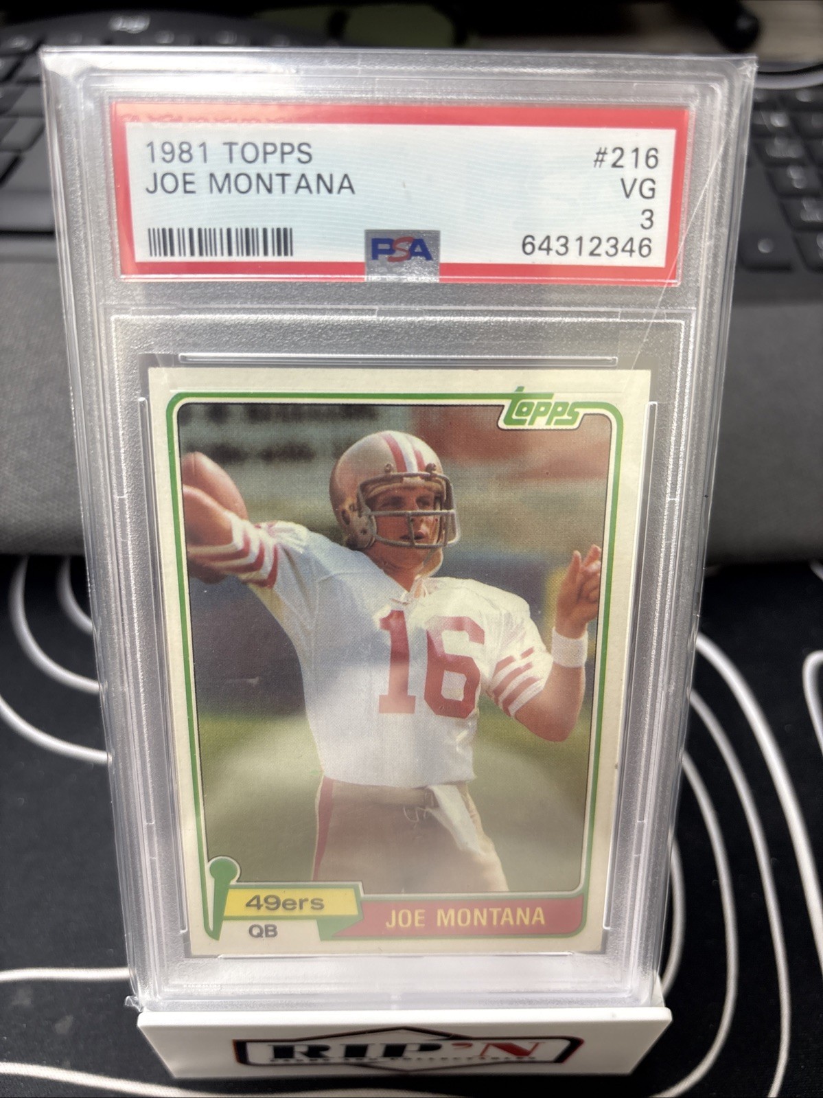1981 Topps - Joe Montana #216 (RC) PSA VG - 3 view 1