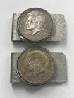 Lot of 2 Vintage 1969 Kennedy Half Dollars Mounted on Money Clips