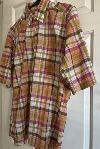  NWOT Gitman Bros Men’s Plaid Shirt Size 15.5R Multicolor Made In USA image 3