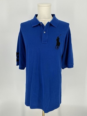 Polo Ralph Lauren Big Pony Men's Shirt Blue Short Sleeve 2XLT Tall Black Number