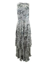 Calvin Klein Women's Embellished Tiered Gown (10, Grey)