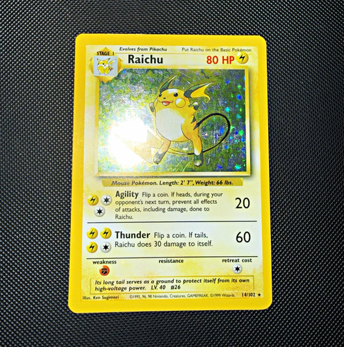 Pokémon TCG Raichu Holo Rare Unlimited Base Set 14/102 80 HP English