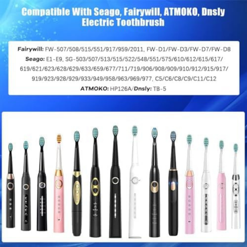 Confezione da 10 testine di ricambio per spazzolino compatibili con Fairywill FW-507/508/515 - Foto 7 di 7