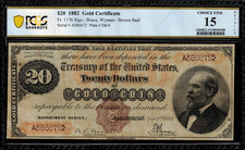 1882 $20 Gold Certificate FR-1176 - Graded PCGS 15 Details - 29 Known