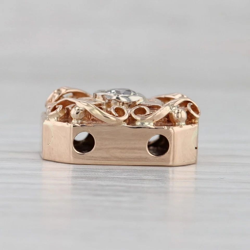 Dije de pulsera solitario de diamantes vintage ornamentado de 0,30 quilates de oro amarillo de 14 k Foto 3 de 4