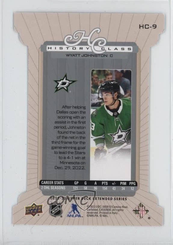 2022-23 Upper Deck Extended Series Rookies Level 1 /100 Wyatt Johnston Rookie RC - Image 2 of 2