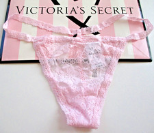 VICTORIA'S SECRET PINK Wink Lace V-String Thong Panty VS Pink Tulip M L XL