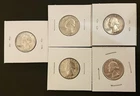 Lot of 5 x 1964 Silver Washington Quarters - 90% Silver