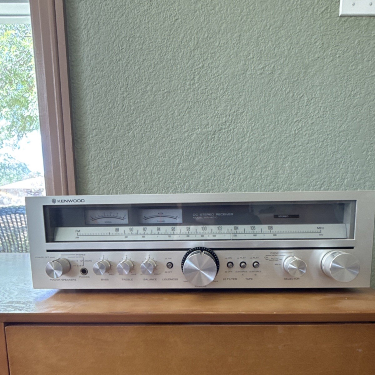Kenwood KR-4010 Vintage Stereo Receiver Silver Face Analog Tuner