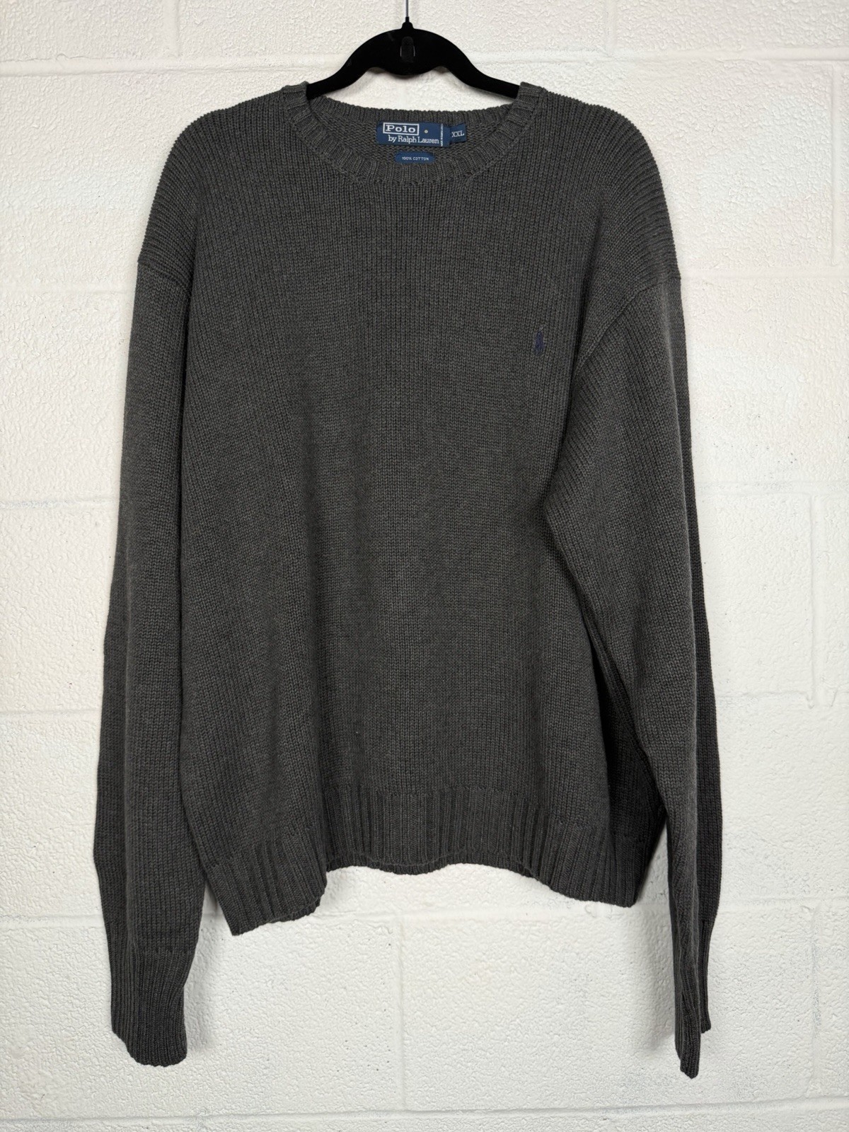 Polo Ralph Lauren Men’s XXL Vtg 90s Gray Cotton Crewneck Sweater Pony Logo Heavy