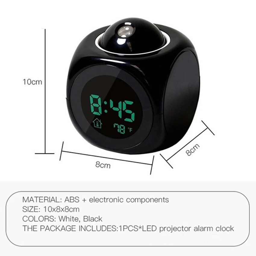 Alarm Clock Temperature Projection Multifunction Projector Home Digital Wall - Image 4 of 4