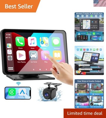 Portable 7  HD CarPlay & Android Auto Screen with Backup Camera, GPS Navigation