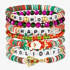Friendship Beaded Bracelets for Women, Stackable Colorful Surfer Boho Clay Bead