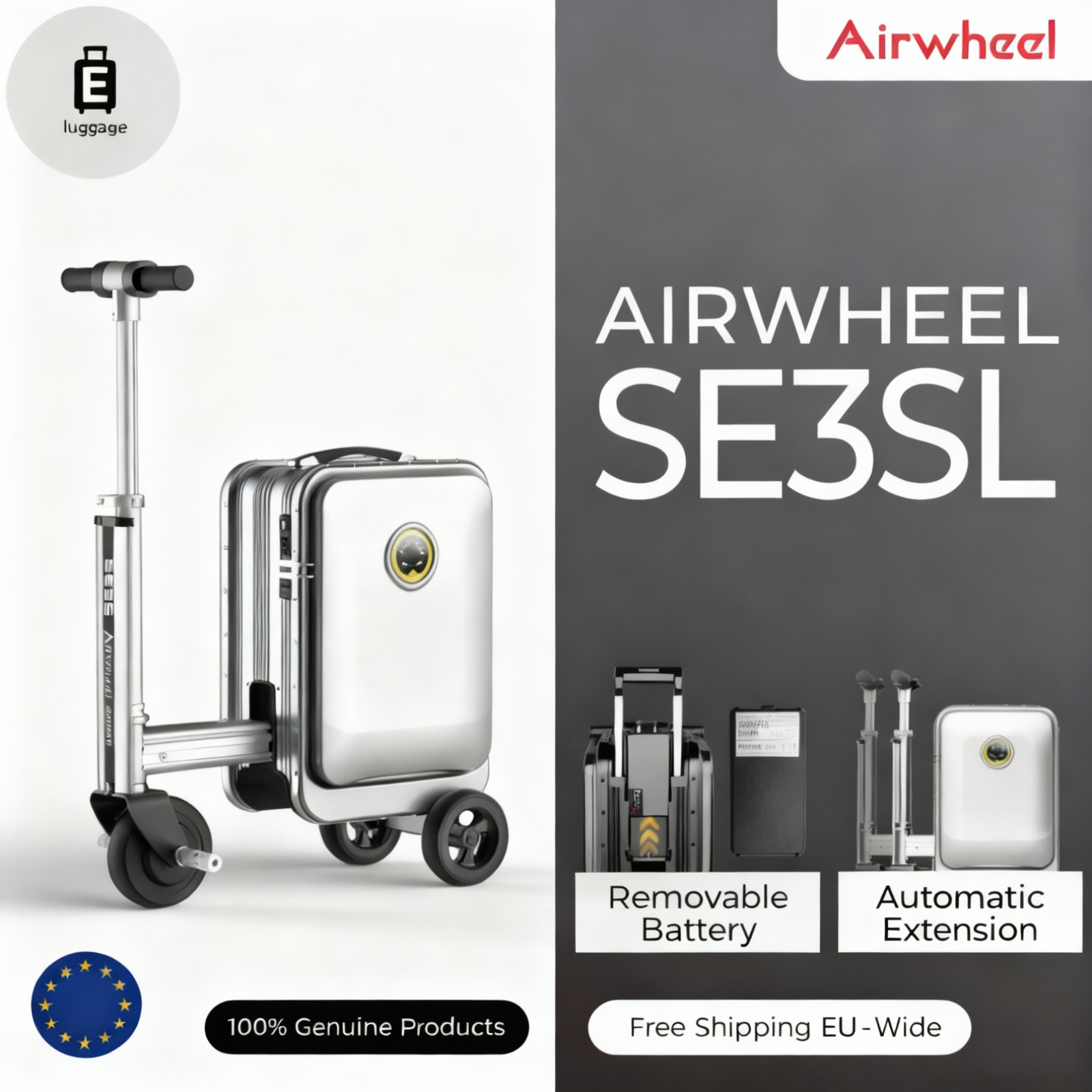 Valise électrique motorisée Airwheel SE3SL 20L argentée pour l'aéroport