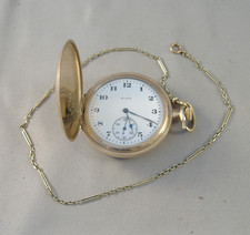 Elgin Pocket Watch Running Antique Gold-Filled With Chain Vintage USA