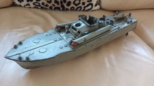 JOUET ANCIEN TÔLE JRD VEDETTE LANCE-TORPILLE MÉCANIQUE 