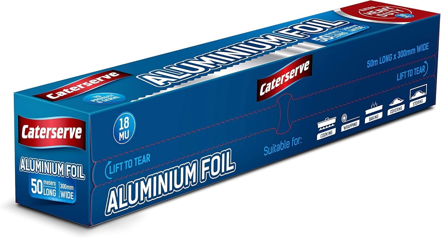 Caterserve Premium 18 Micron Aluminium Foil Roll 30cm x 50m for Catering
