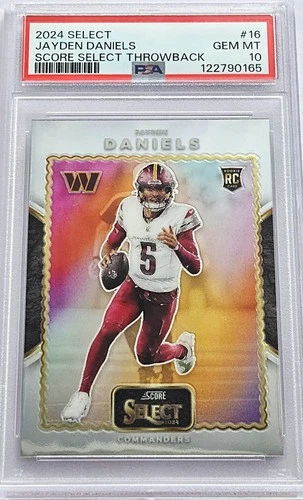 PSA 10! 2024 Panini Select Jayden Daniels #16 Score Throwback RC Commanders