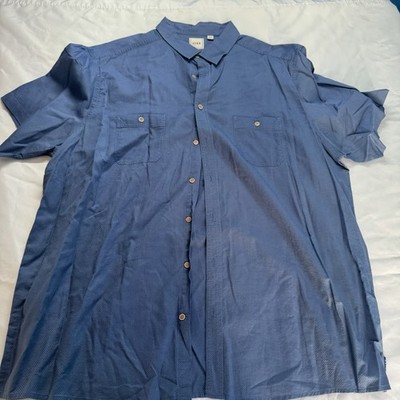 ROWM Button Up Shirt Mens 4XT Blue Short Sleeve Casual Pocket Shirt Tall