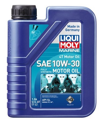 LIQUI MOLY 20520 MARINE 4T MOTOR OIL 10W-30, SAE 10W-30; Synthetic; 1 Liter