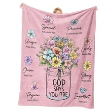 Christian Gifts for Women Christian Blanket with Flowers, Inspiration Pink