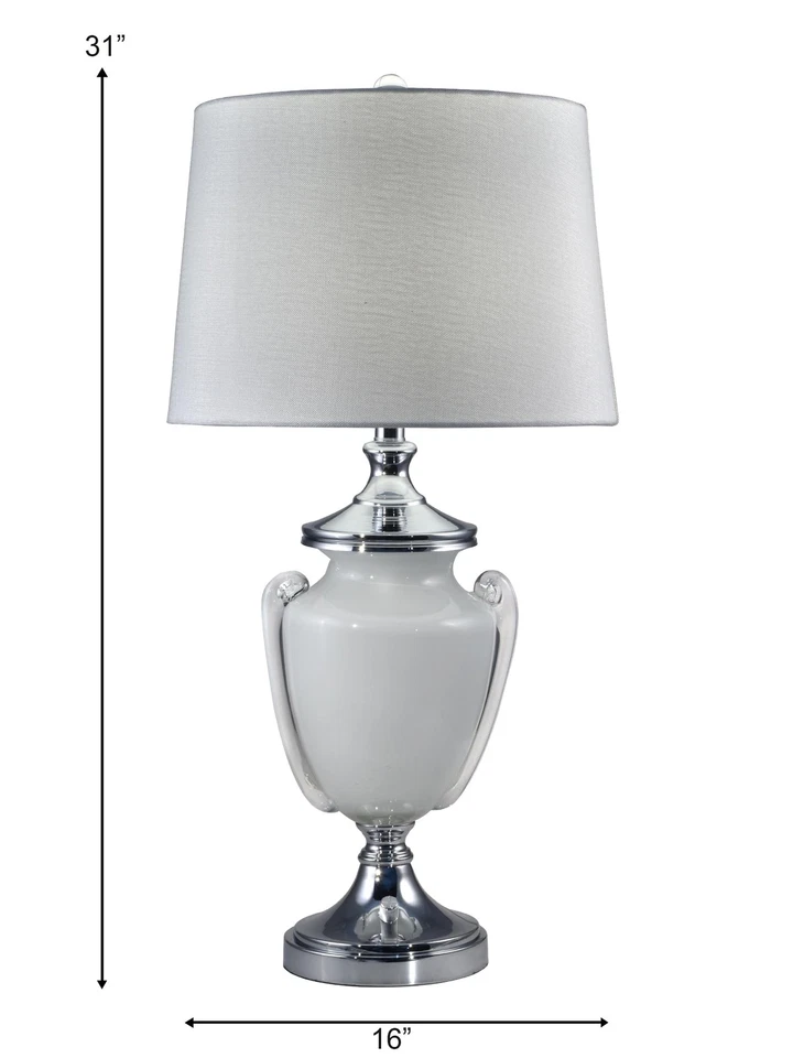 SAT16008 Hand Blown Art Glass Table Lamp, Alaska, White, 31-Inch Tall - Image 3 of 4