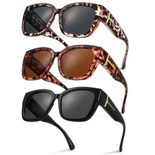 JATEBI 3 Pack Oversized Over Glasses Polarized Sunglasses for Womens Men